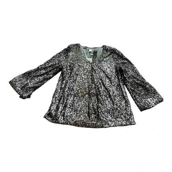 SPENSE SILVER SEQUIN TOP FLOWY SPARKLY SEQUIN WOMEN‎ SIZE SMALL NWT - Picture 3 of 7